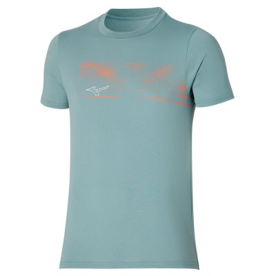 Camisa Mizuno Athletics Estampados Tee Hombre - Turquesa Claro - Chile M106VMFRJD
